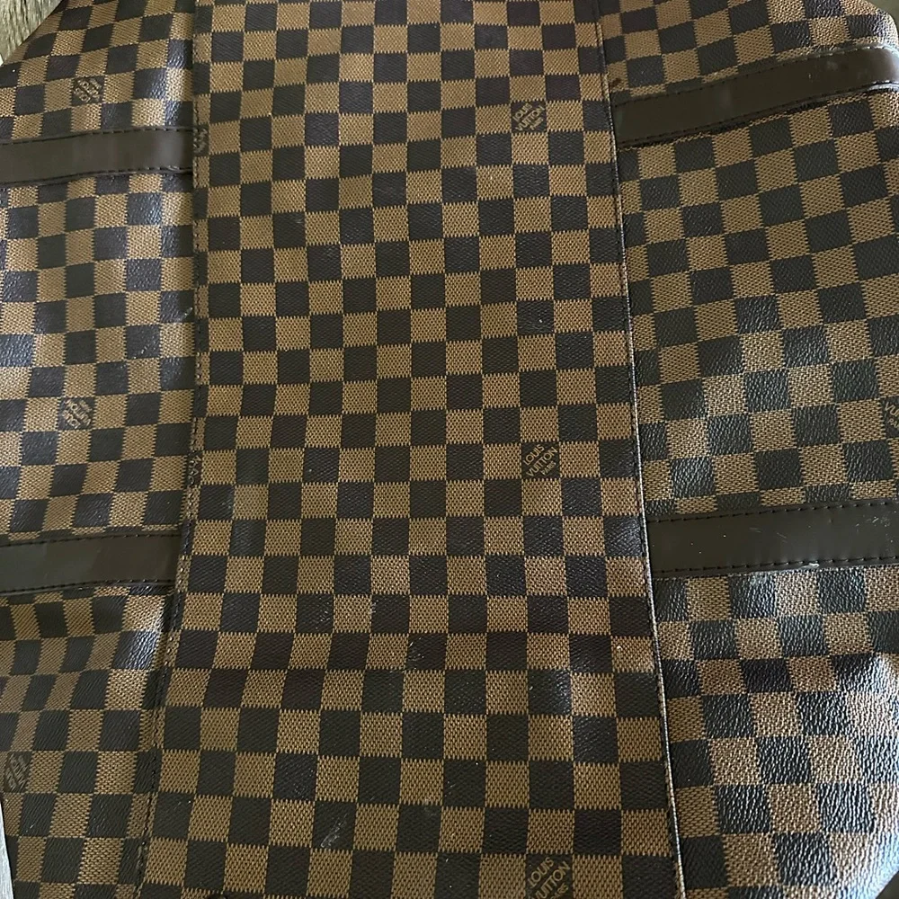 Elegant Checkered Brown Duffel Bag